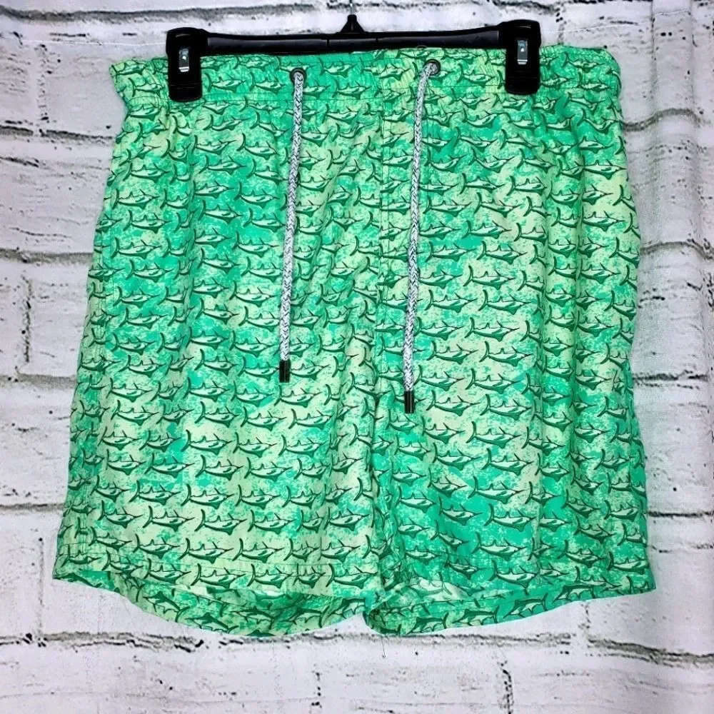 Islandhaze green swordfish swim trunks large